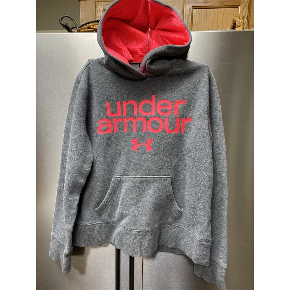 Under Armour Hooded Sweatshirt Cold Gear Size YLG/JG/G Gray